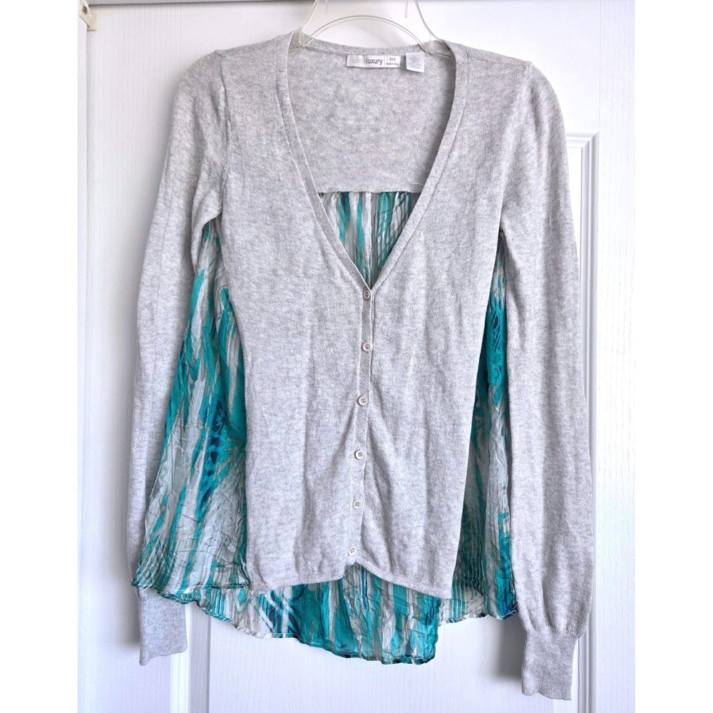 Subtle Luxury Womens Grey Cotton Cashmere Silk Back Cardigan‎ Sweater XS S